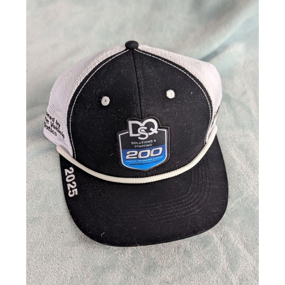 Michigan Speedway 2025 NASCAR DSQ 200 Trucker Hat Black White Snapback